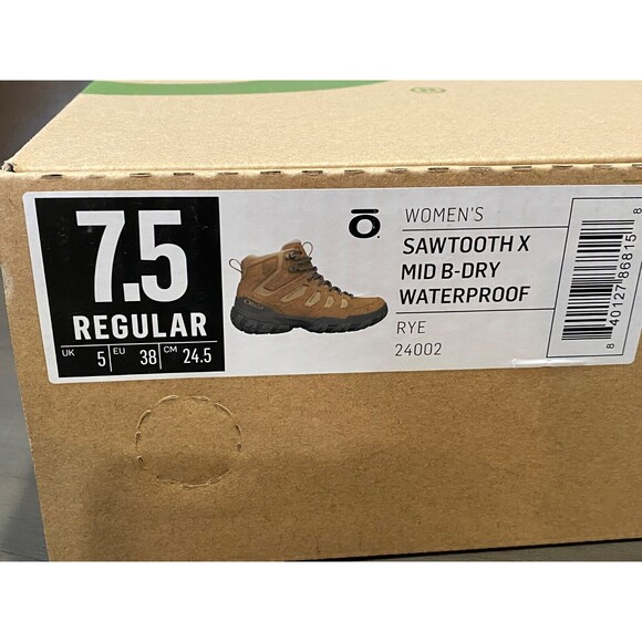 NIB OBOZ Womens 7.5 Sawtooth X Mid B-DRY Waterproof Hiking Boots Shoes RYE Brown - Picture 13 of 13